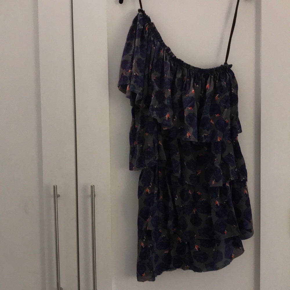 One shoulder ruffled dress from edgy French brand